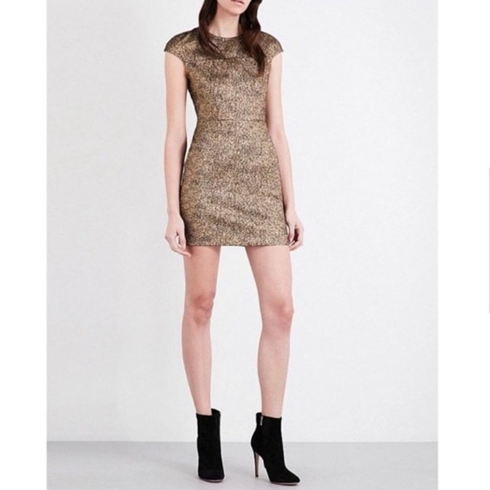 DIANE VON FURSTENBERG Dress size 0 Metallic Gold HADLIE 2  Cap Sleeve RT $248 - Picture 2 of 8